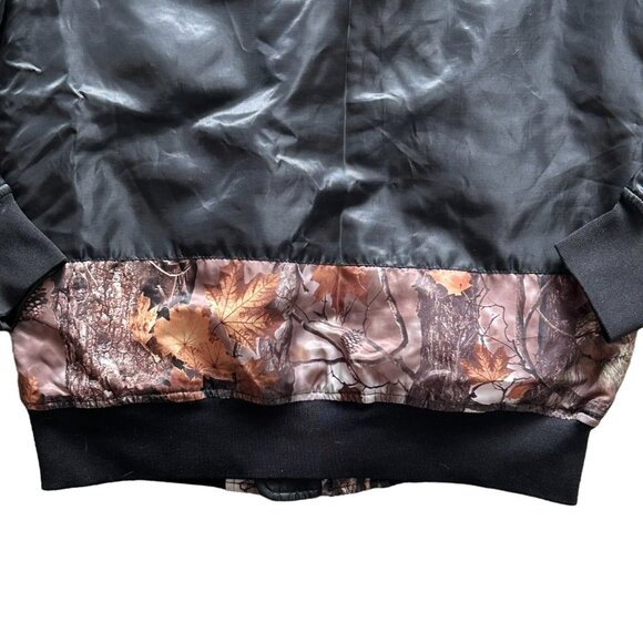 Trukfit Jacket Mens S Black Satin Bomber Full Zip Camouflage Outdoor Streetwear - Picture 9 of 15
